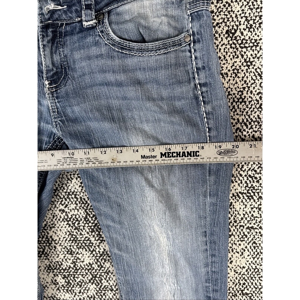 BKE Denim Culture Womens 31L (35 X 31.5) Distressed Destroyed‎ Boot Thick Stitch - Picture 12 of 16